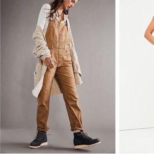 FreePeople Ziggy Demin Overalls Pioneertown,Womens L/Carhart Overalls/ Camel